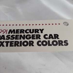 Sealed NOS New 1991 Mercury Passenger Car Exterior Color Chart 50 Pack