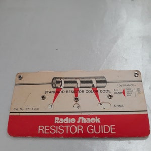 Vintage Radio Shack Cat. No. 271-1200 Cardboard Resistor Guide