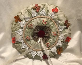 Green toile ring bearer pillow
