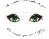 Blue Eyes And Lashes Fashion Illustration Print Quote Art Fashion Drawing Lashes Eye Hand Made Illustration Graphic Design Printed Frame Art