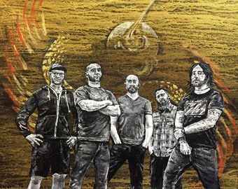 Killswitch Engage- Band Portrait- Original 11"x14" Framed Acrylic Painting on Stretched Canvas