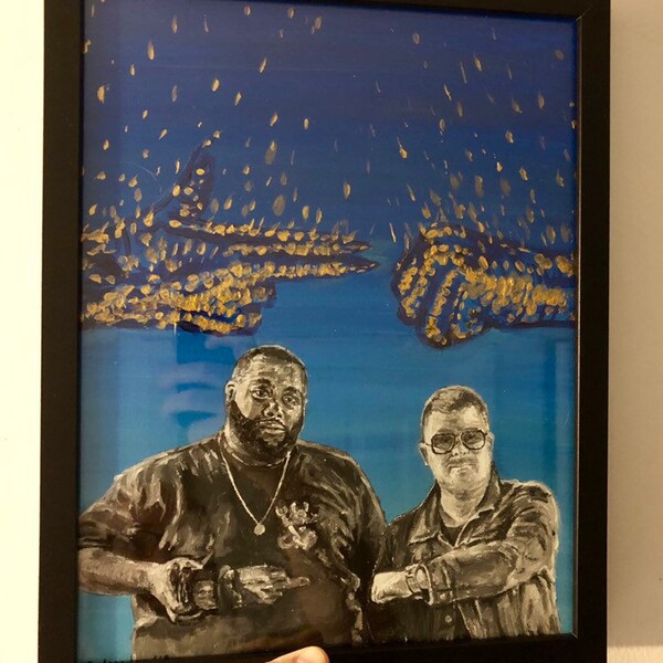 Run The Jewels- Band Portrait- Handpainted 11inx14in acrylic on stretched canvas- Framed.