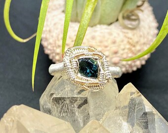 Handcrafted Silver and Rare Blue Tourmaline (Indicolite) Ring