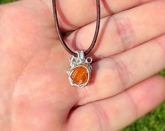 Mini Talisman with Raw Spessartine Garnet Crystal