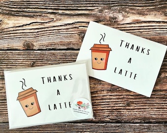 Thanks A Latte Thank You Cards, Thank You Cards, Thanks A Latte, Thank You Card Set, Cardstock, Cards, Physical Thank You Cards