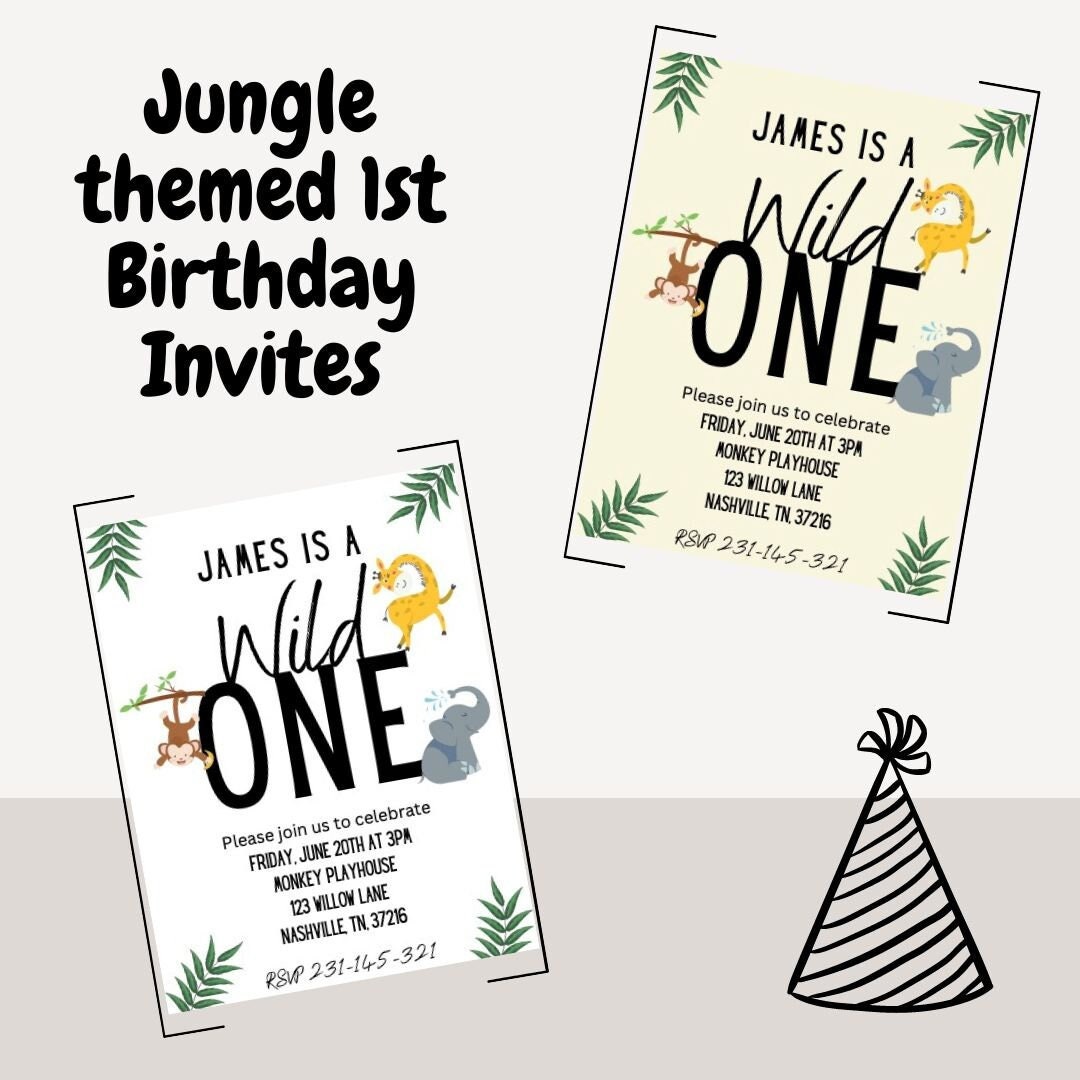 Wild One Birthday Invitations, Printable Invitations, Digital Download