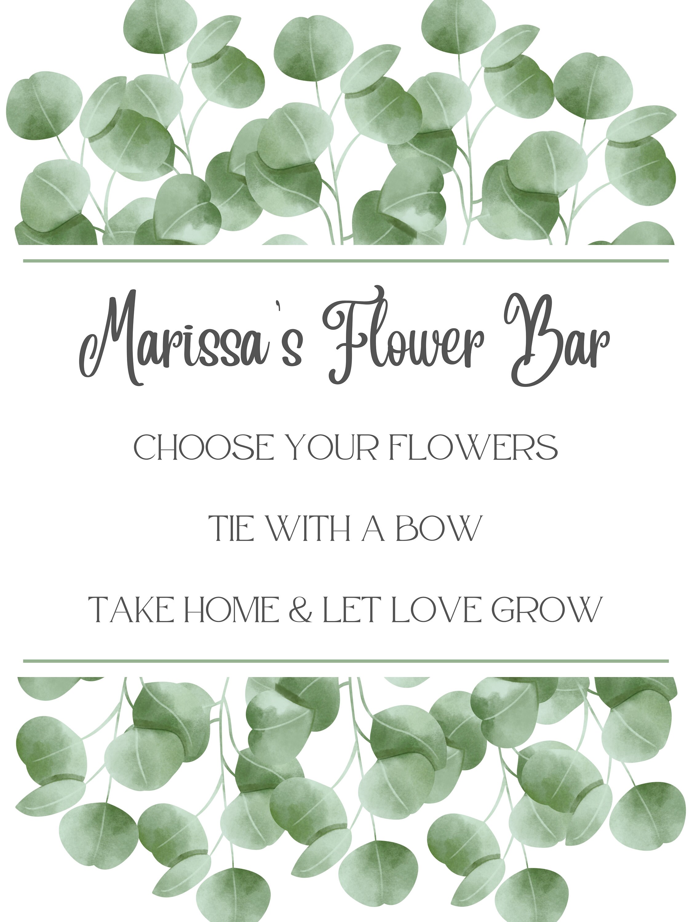 Digital Flower Bar Sign, Bridal Shower, Bouquet Bar Sign, Make a ...