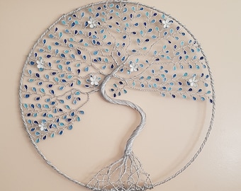 Tree of life Decoration. Silver Aluminium Wire. Handmade. Original Gift. Nature. Gift for her. Celtic. Boho.