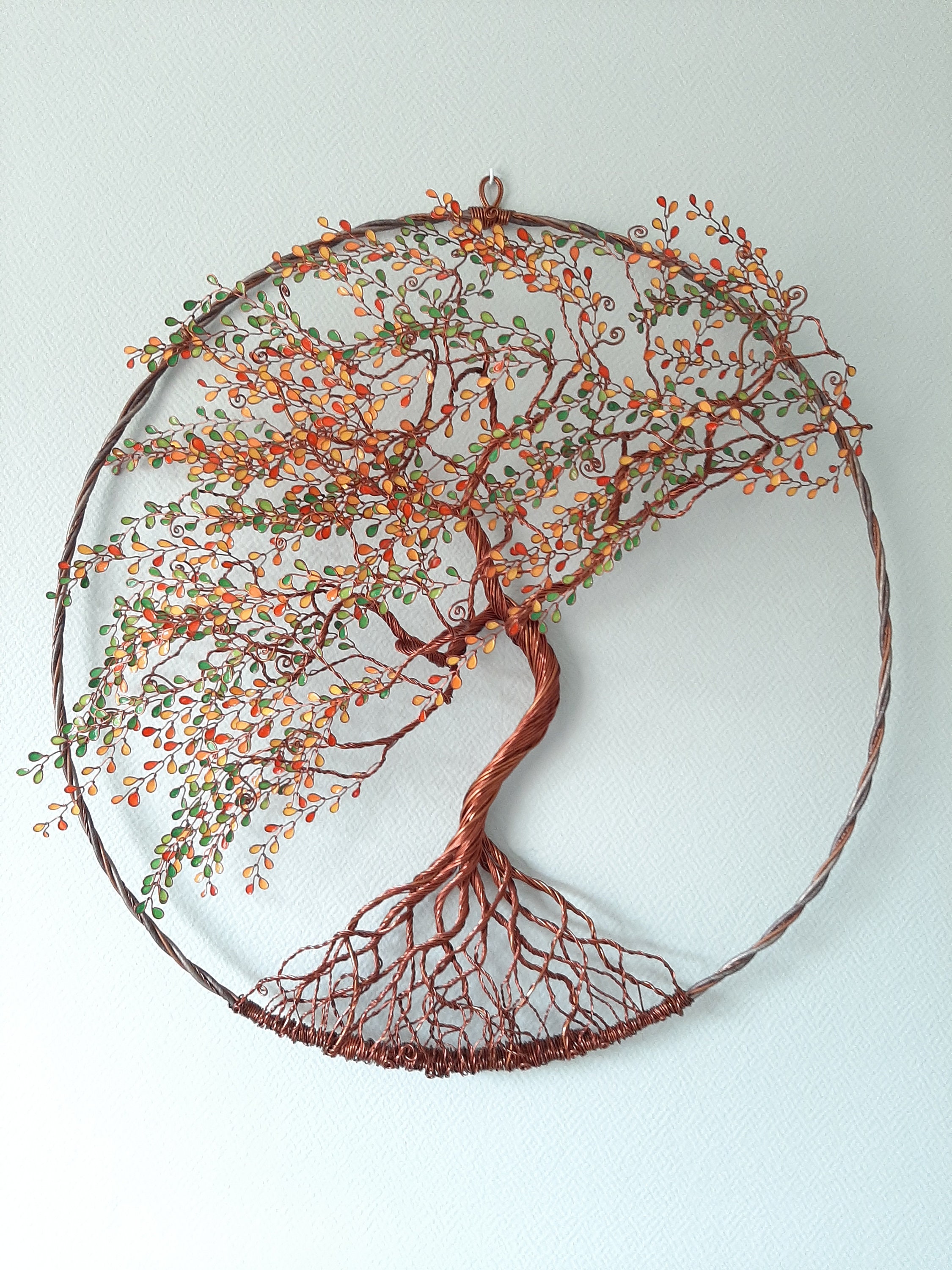 3D Tree of Life. Wall art decoration. Copper coloured wire. Original. Handmade in France. Custom gift. Nature. Family tree. Home decoration