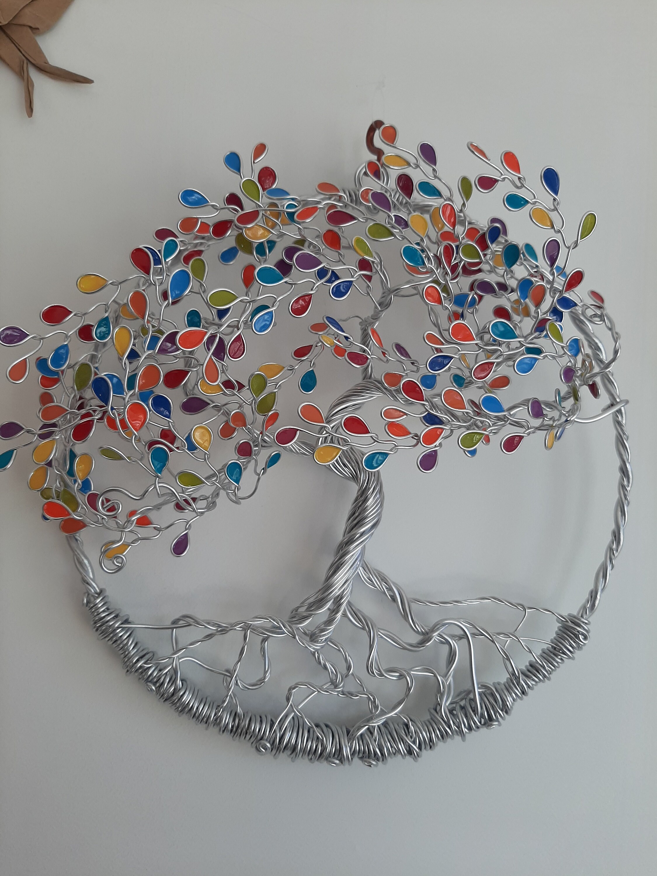 Arbre de Vie Mural 3D Multicolore 30 cm. Décoration, Spirituel, Symbole Bien Être, Sculpture Métal R
