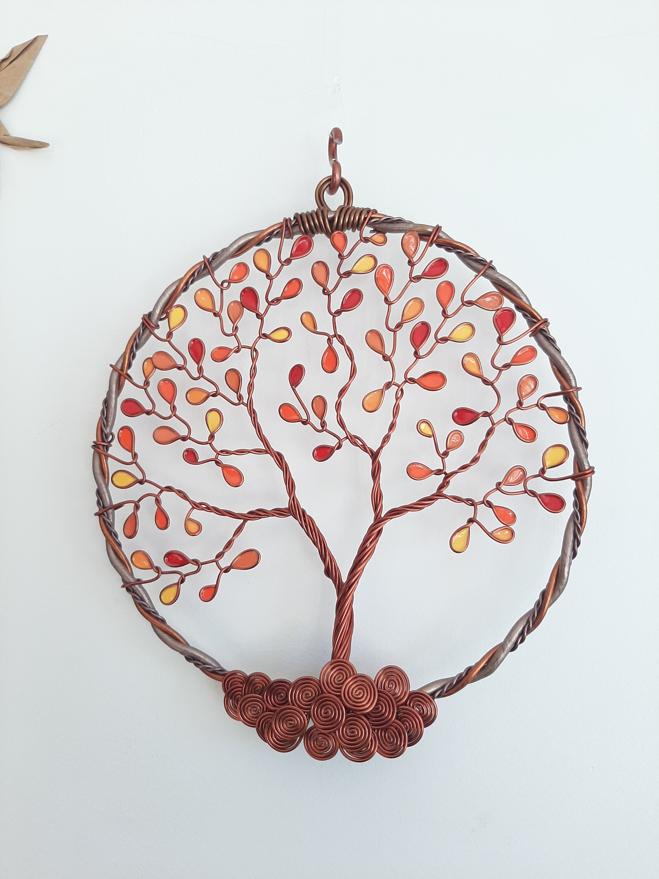 Arbre de Vie Automne Cuivré - Offrez Un Cadeau Symbolique et Artisanal. Sculpture Métallique d'un Ar