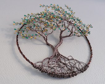 3D Tree of Life. Wall art decoration. Light Brown wire. Original. Handmade in France. Custom gift. Nature. Family tree. Home decoration
