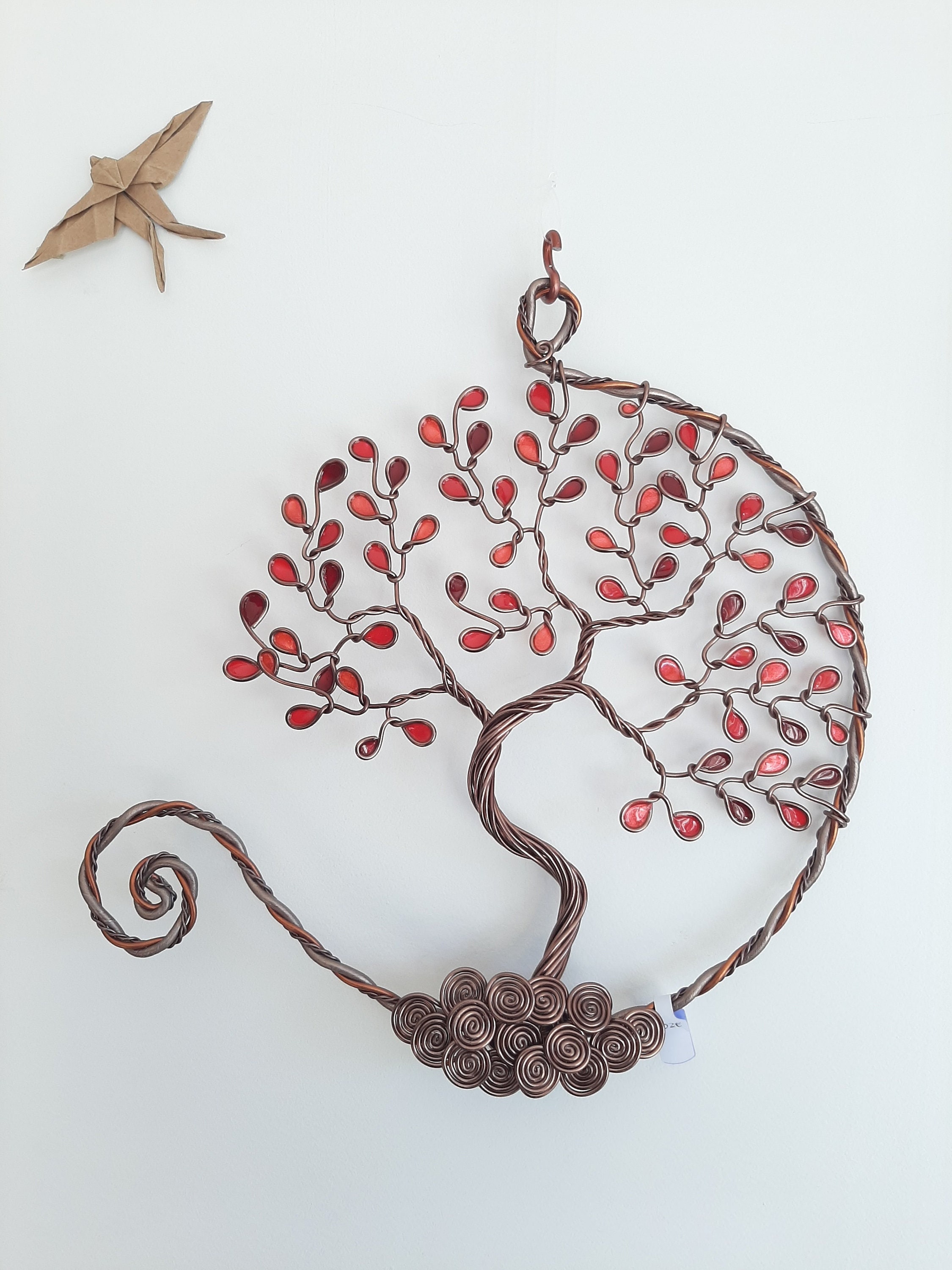 Arbre de Vie Rouge - Flamboyant, Offrez Un Cadeau Symbolique et Artisanal. Sculpture Métallique d'un