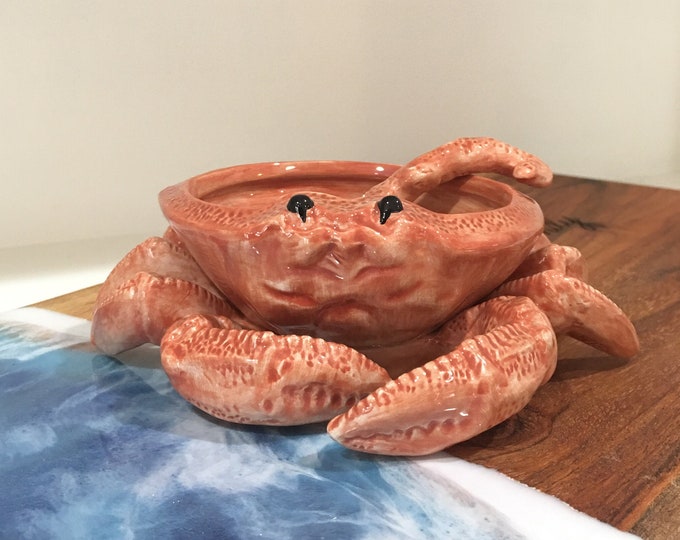 Fitz and Floyd Crab Dish Bowl With Shell Spoon. Seafood Butter Serving