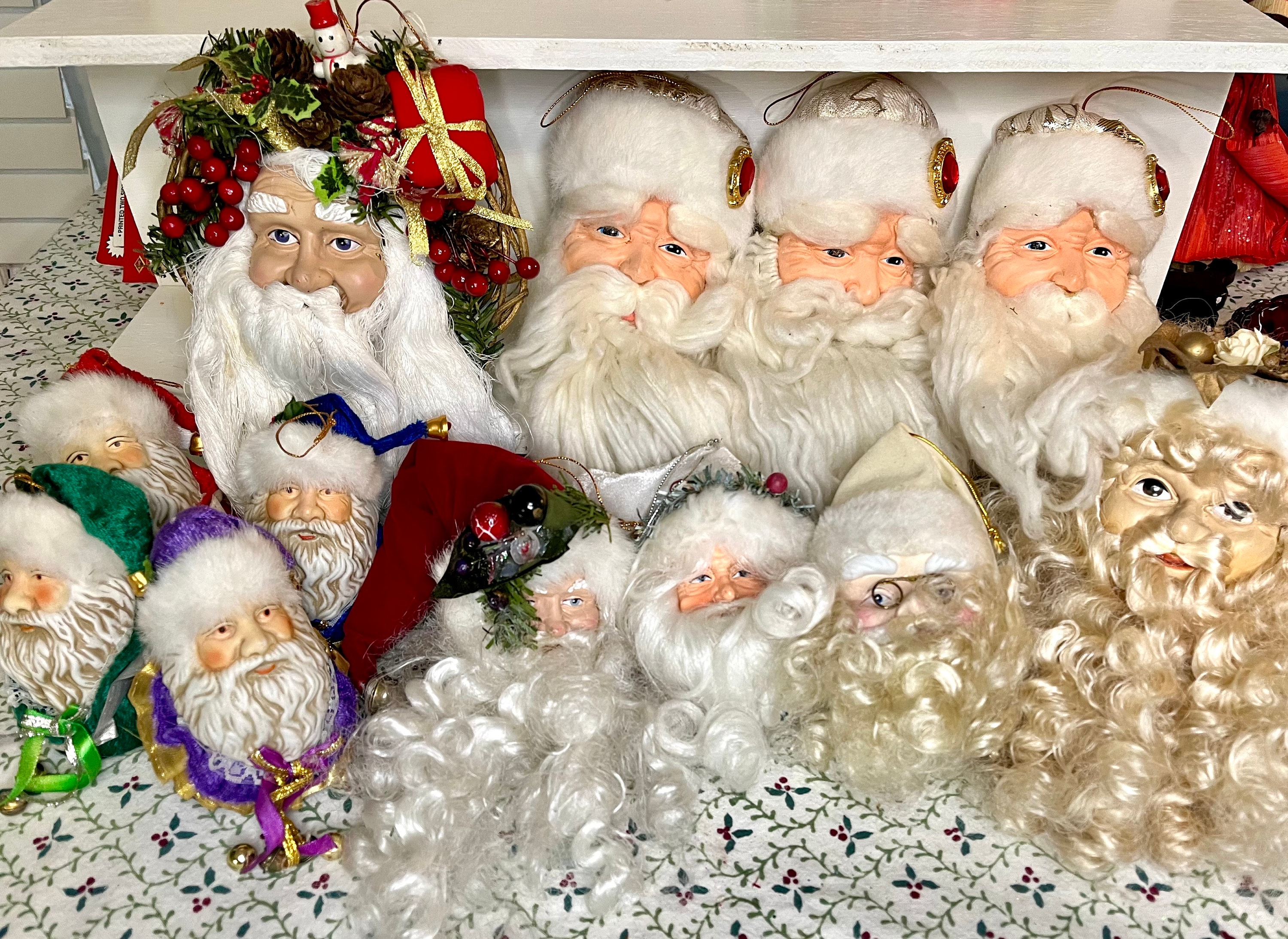 Vintage Santa head ornament. Old world father Christmas