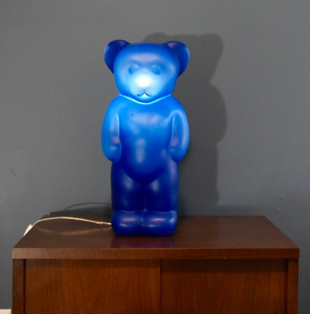 Lumibar Gummy Bear Lamp. Plastic Blue Bear Table Lamp. Kids Bear Night