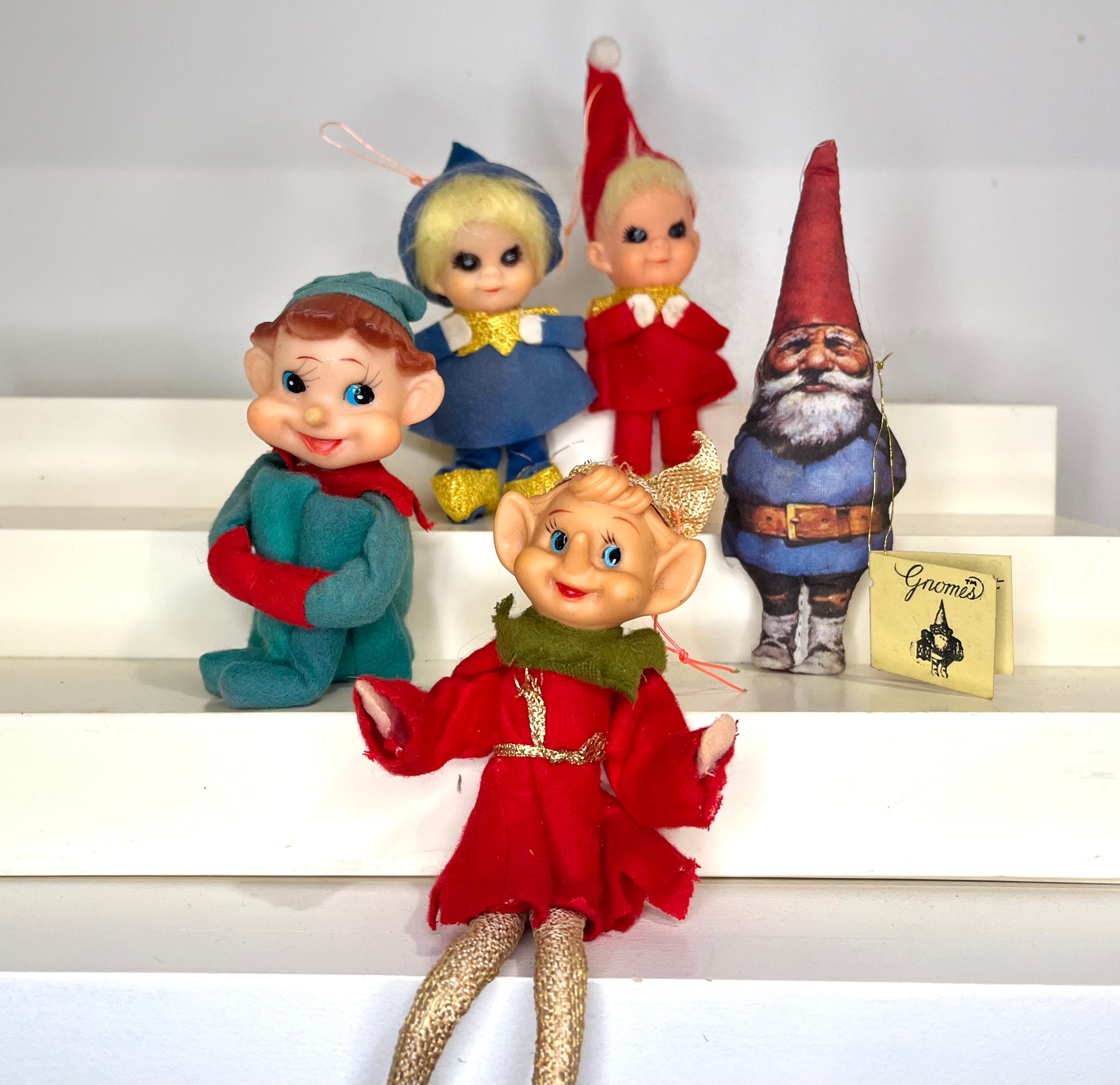 Vintage Knee Hugger Pixie Elf Gnome. Japan Napco Christmas Rubber Face ...