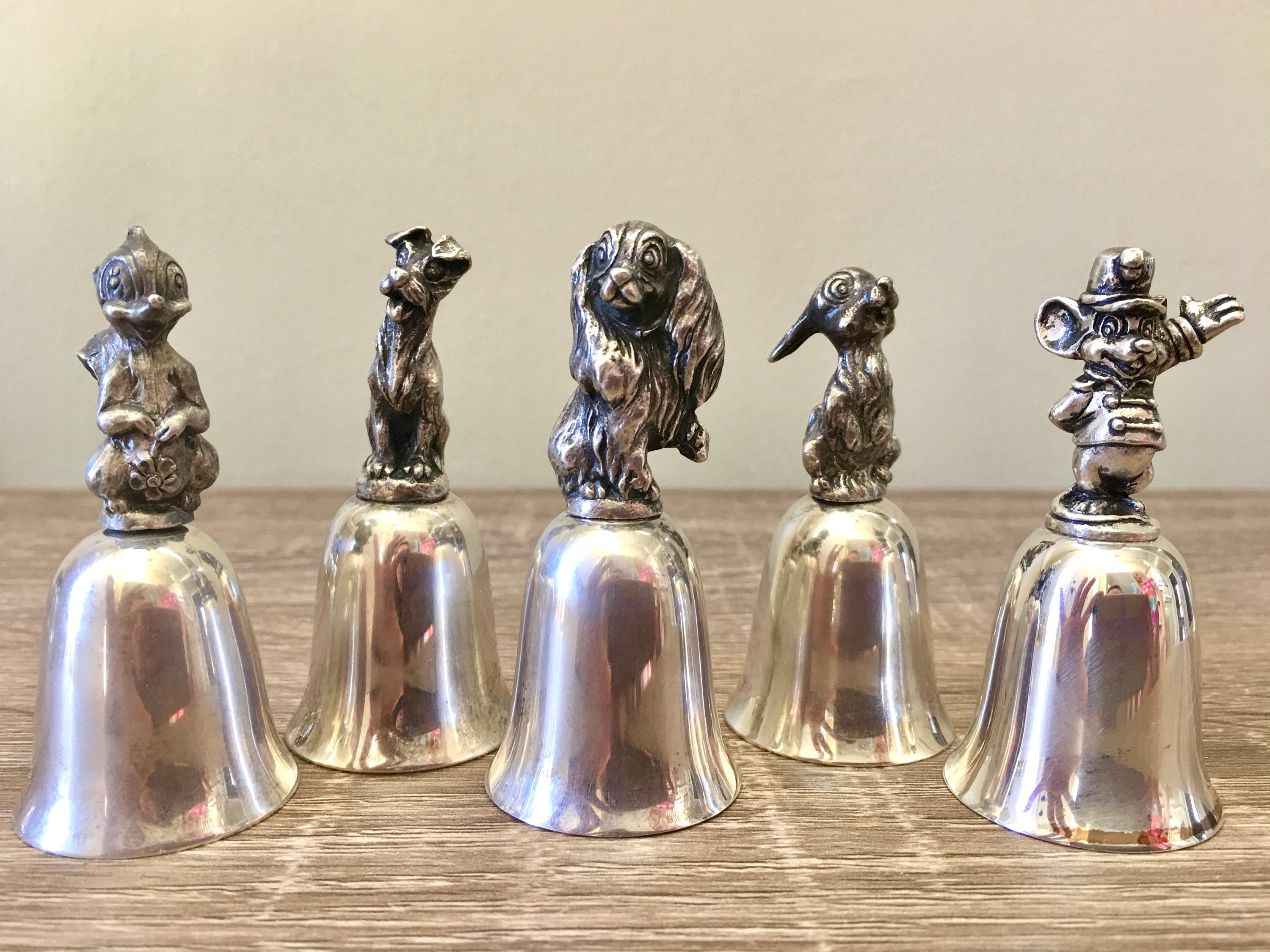 New England Collectors Society Silver Plated Disney Bells. 1987 