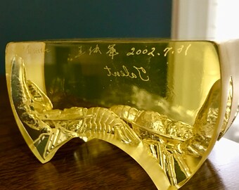 Tittot 2002 Talent Lobster Art Glass Paperweight. Signed