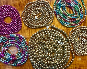 Mercury glass bead garland. Choice of rainbow multi-color, gold or pink vintage round and faceted garland strand.