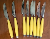 Fiesta yellow handle butter knife flatware silverware utensils. MCM mid century modern kitchen flatware. sold separately