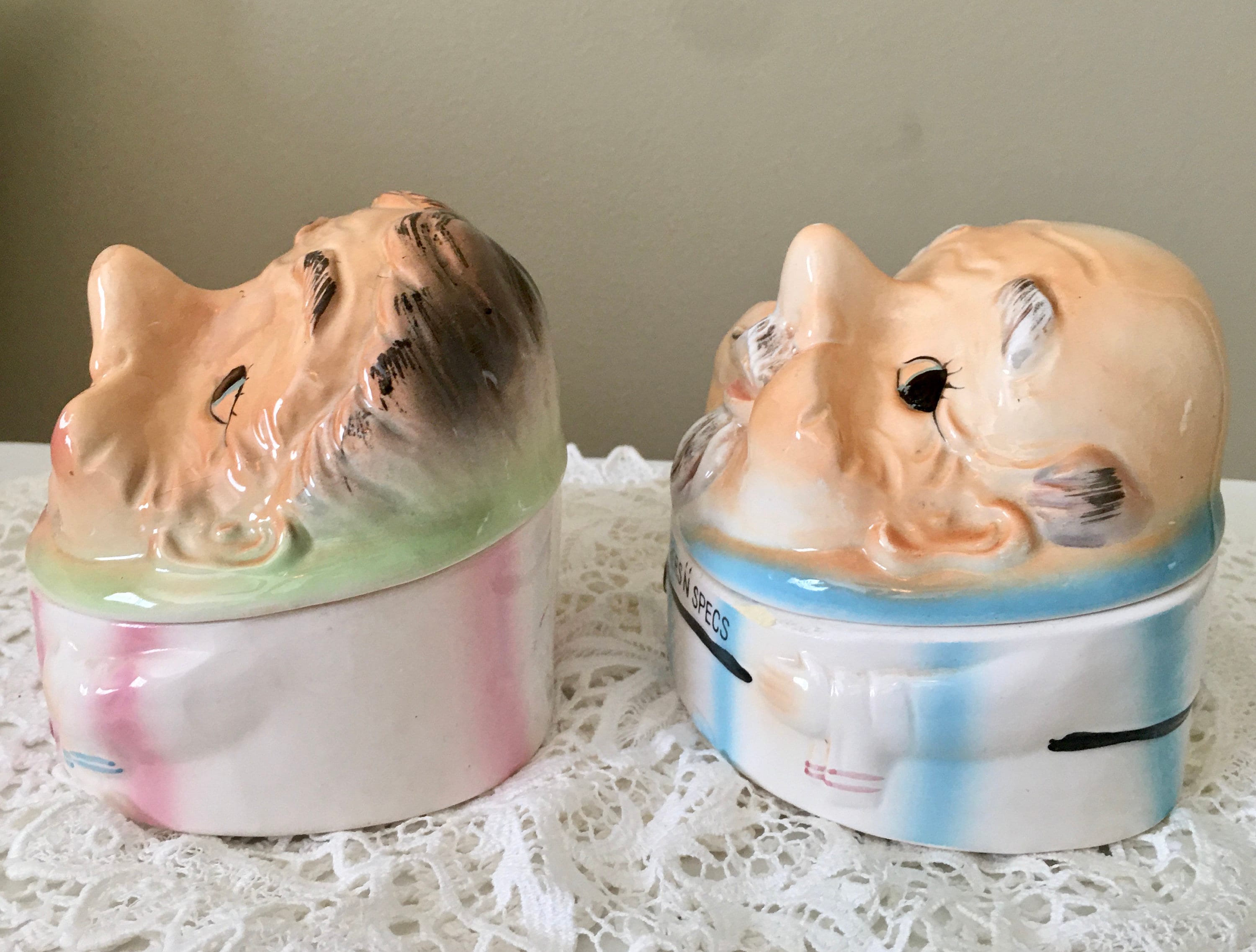 Choppers and Specs Glasses Denture Holders. His and Hers Vintage