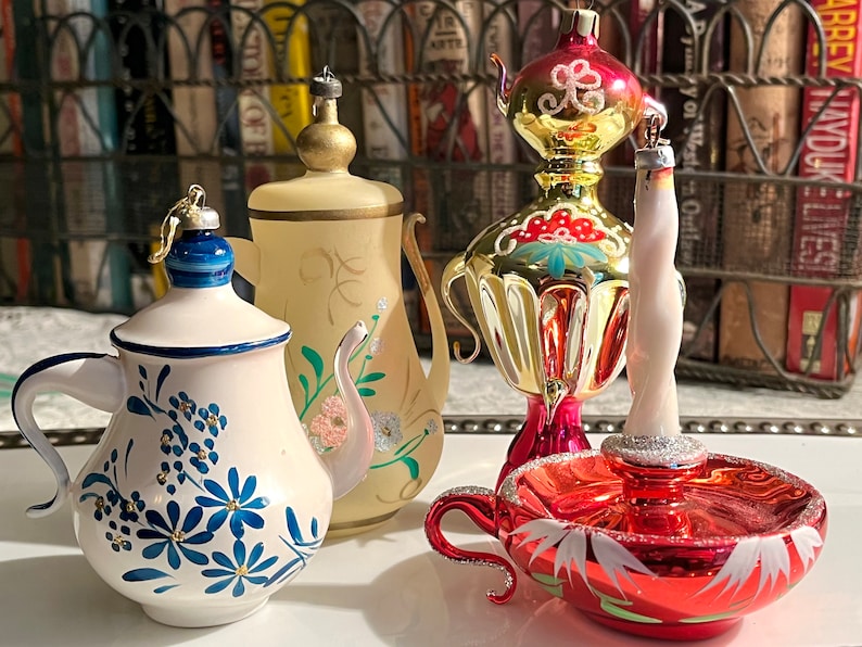 Glass Teapot Christmas Tree Ornament. Tea Pot, Coffee Pot, Samovar