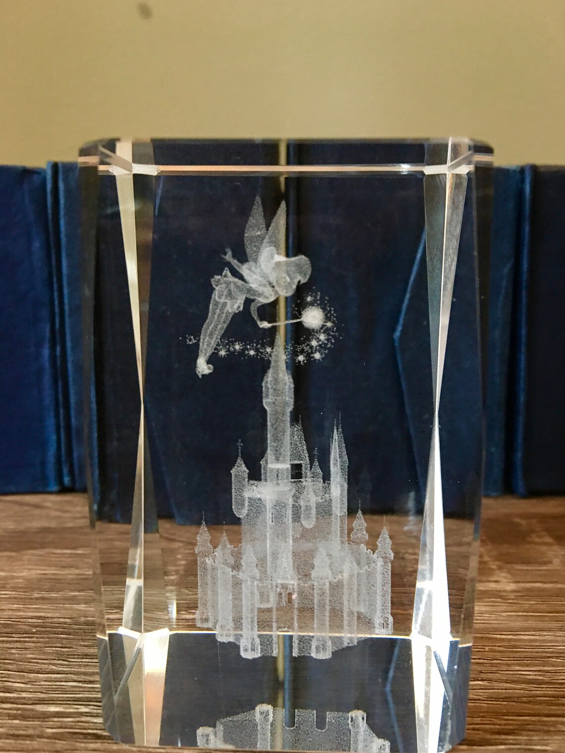 Tinkerbell Glass Paperweight. Etched Cube Crystal Paper Weight Etsy