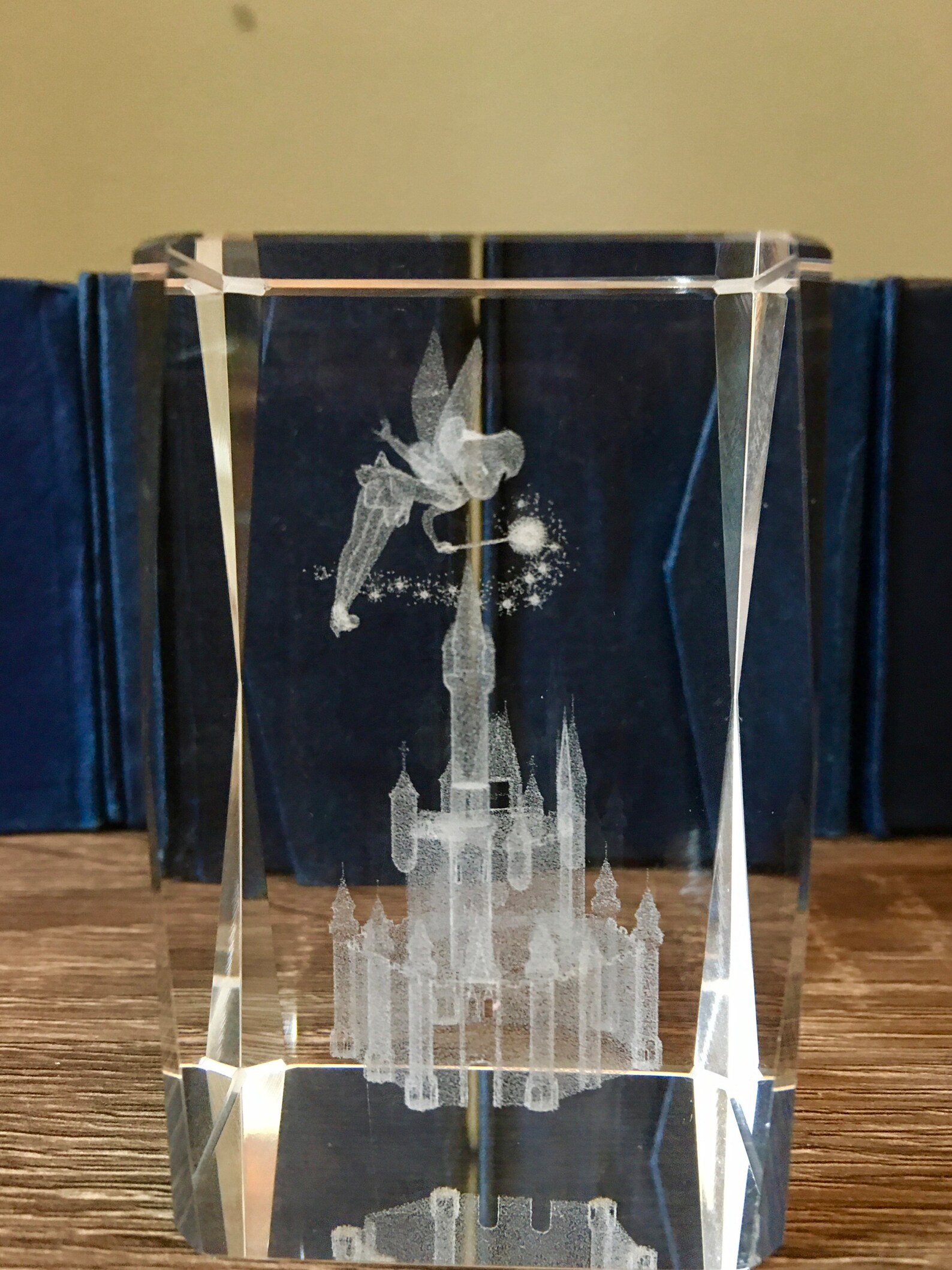 Tinkerbell Glass Paperweight. Etched Cube Crystal Paper Weight Etsy