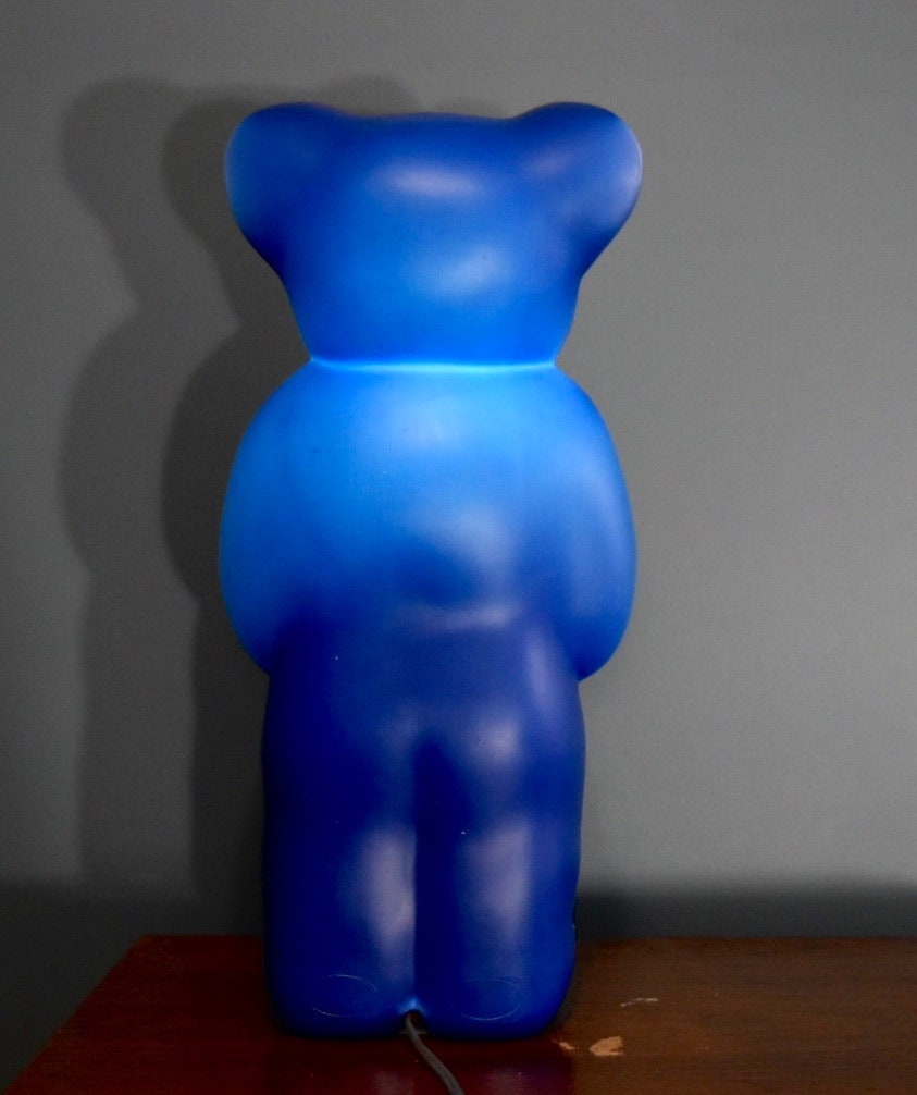 Blue Gummy Bear Lamp and Nightlight Pop Culture 90s Era Bed Side Table Lamp  Kids Bedroom Lamp 