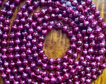 Mercury glass bead garland. Choice of rainbow multi-color, gold or pink vintage round and faceted garland strand.