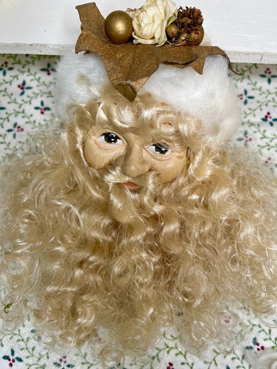 Vintage Santa head ornament. Old world father Christmas
