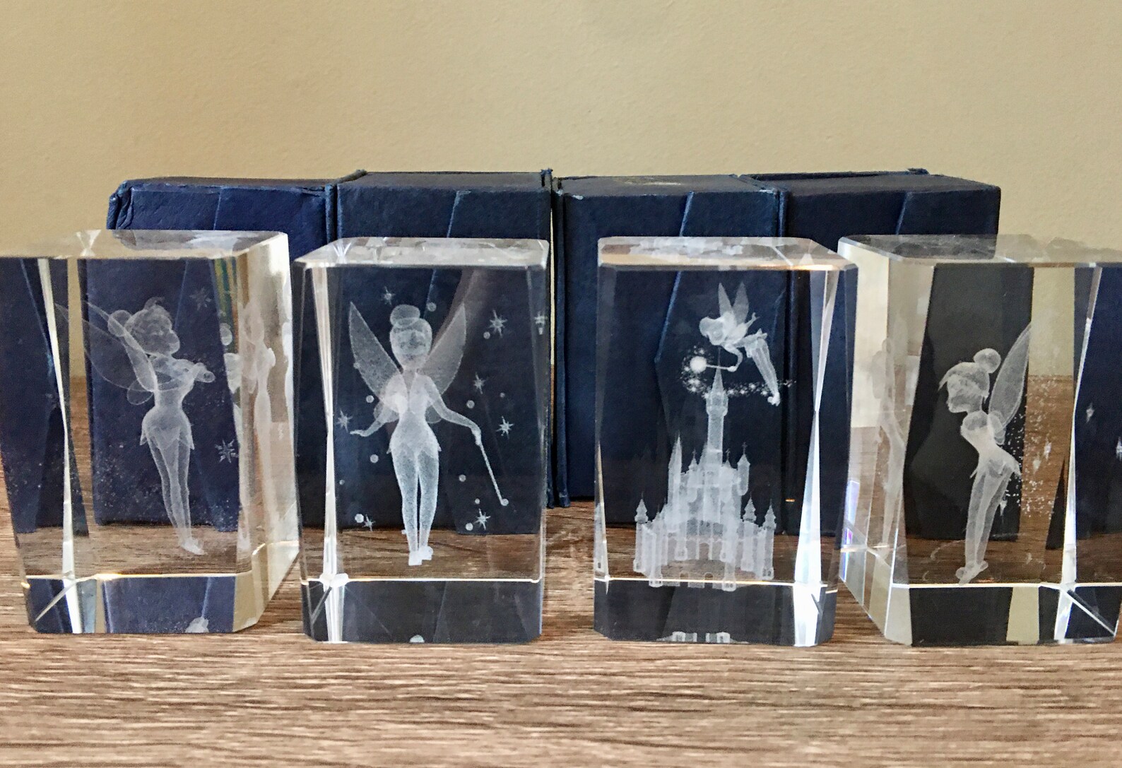 Tinkerbell Glass Paperweight. Etched Cube Crystal Paper Weight Etsy