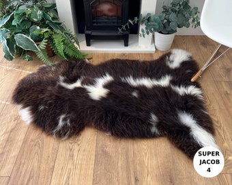 100% British Super Sized Jacob Undyed Rare Breed Sheepskin Rug - Super Jacob 4