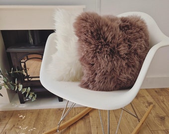 Sheepskin Cushion in Taupe with inner pad