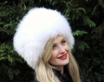 Women's Winter Real Fox Fur Hat - Russian Ushanka Cossack Ski Cap (52-60 Cm)
