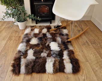 100% British Undyed Sheepskin Patchwork Dog Rugs