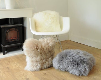 Sheepskin Cushion in Stone with Inner Pad