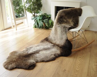 100% Undyed Rare Breed Double Sheepskin Rug in Natural Espresso Martini - Handmade in Somerset