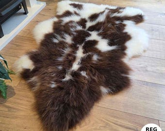 100% British Regular Jacob Undyed Rare Breed Sheepskin Rug - Reg Jacob 42