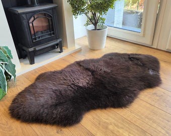 100% Sheepskin Dyed Brown Small Double Rug