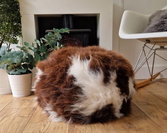 Luxury Handmade British Organic Rare Breed Jacob Sheepskin Pouffe