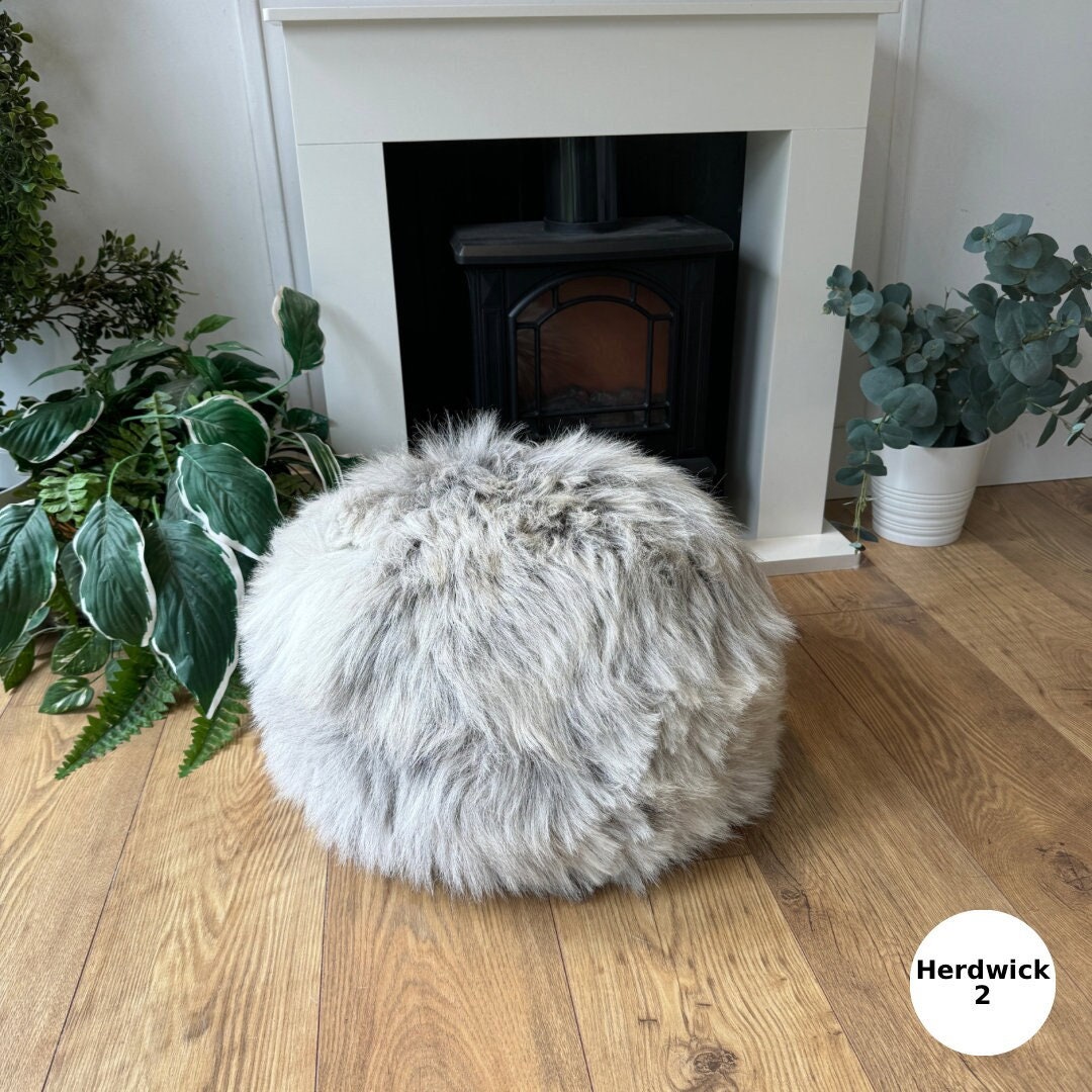 Extremely Rare Luxury Handmade 100% British Herdwick Sheepskin Pouffe ...