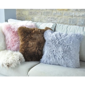 Limited Edition Sheepskin Cushion Cover 45cm X 45cm in Chocolate with inner pad.