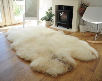 Sheepland 100% British Undyed Rare Breed Pure Sheepskin Quad in Light Cappuccino – Handmade in Somerset