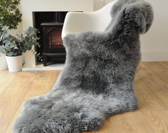 Sheepland Genuine Arctic Grey Long Fur Double Sheepskin Rug