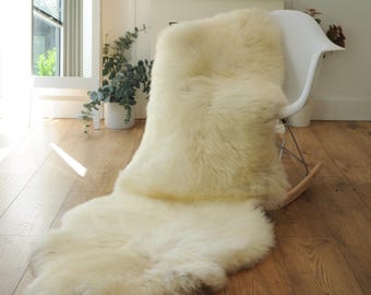 100% British Rare Breed Double Sheepskin Rug in Undyed "Avalon Cream" – Handmade in Somerset