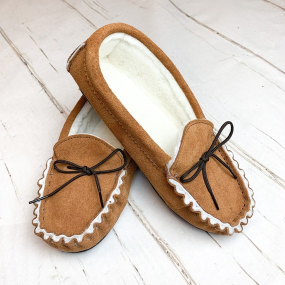 Unisex Luxury Sheepskin Moccasins with Wool Lining /& Hard Sole Made in the UK