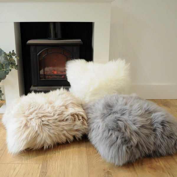 Sheepskin Cushion Cover in Grey