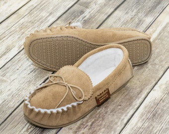 Luxury British Suede and Sheepskin Handmade Sahara Range Moccasin Slippers